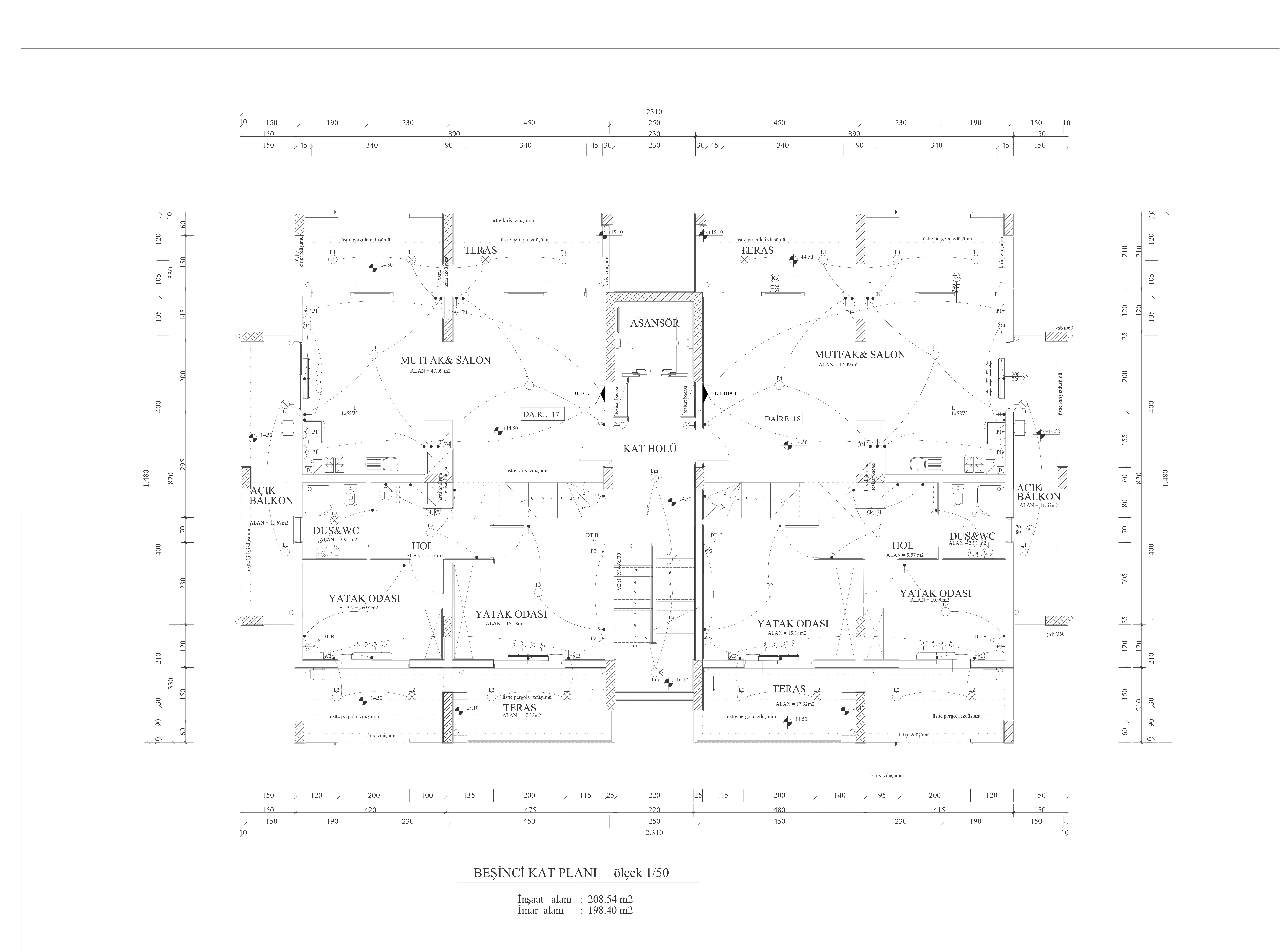 B Tipi 3+1 Alt Kat Planı